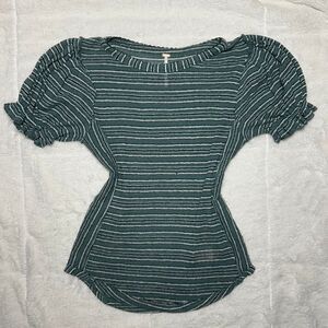 Free People Women's Green and Blue Blouse